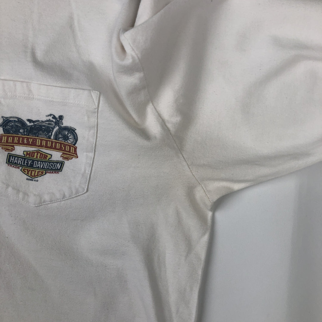 2000'S Harley-Davidson Eagle Pattern Long-Sleeve T-Shirt (Men's XXL equivalent) cotton white type Vintage Second Hand