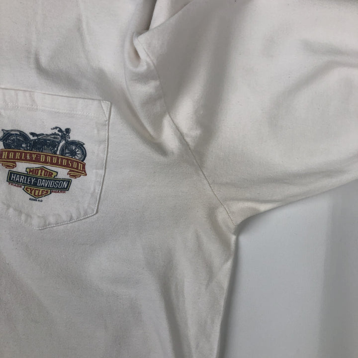 2000'S Harley-Davidson Eagle Pattern Long-Sleeve T-Shirt (Men's XXL equivalent) cotton white type Vintage Second Hand