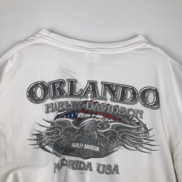 2000'S Harley-Davidson Eagle Pattern Long-Sleeve T-Shirt (Men's XXL equivalent) cotton white type Vintage Second Hand