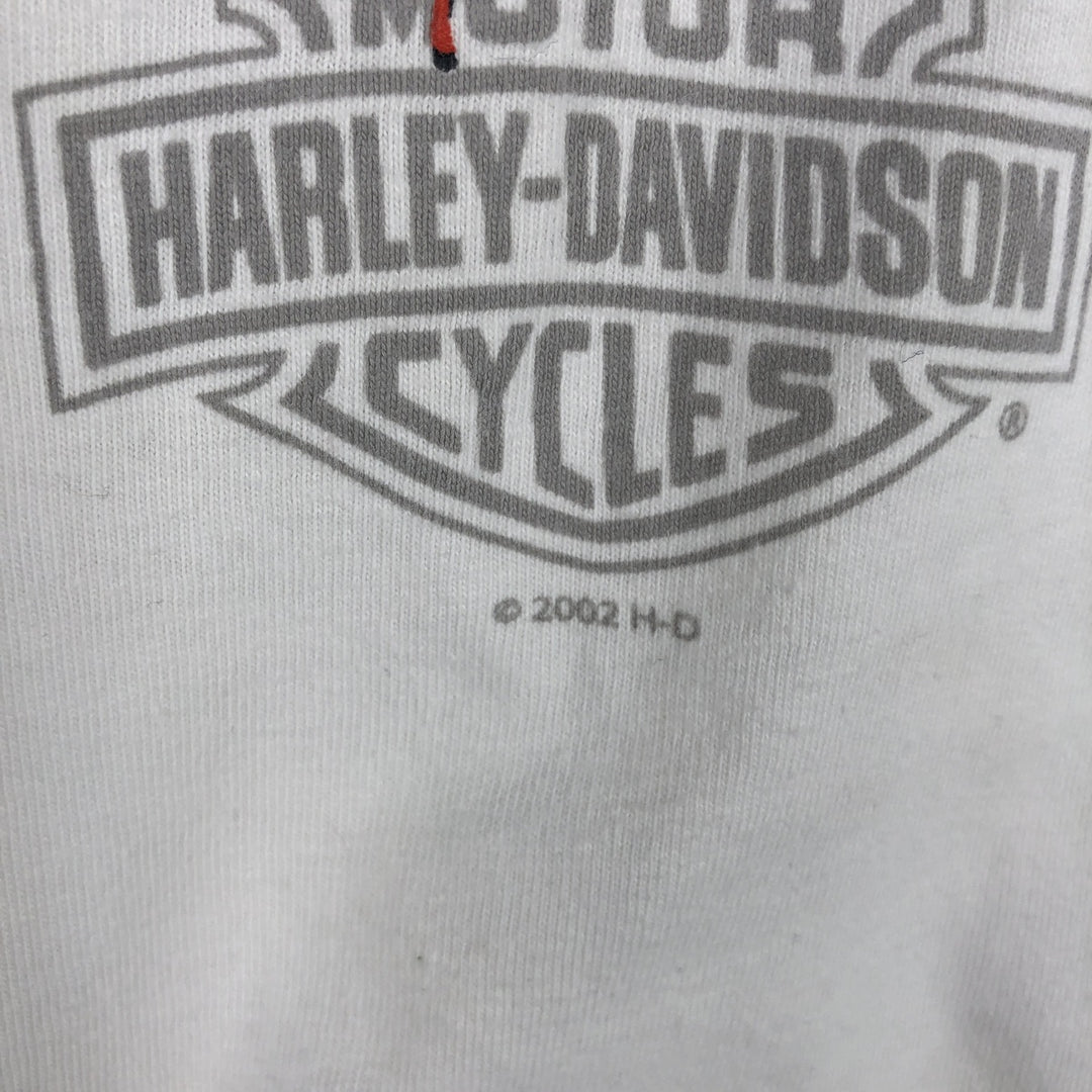 Harley-Davidson Eagle Pattern Long-Sleeve T-Shirt, Made in USA, Men's Size L (approx.) cotton white type Vintage Second Hand