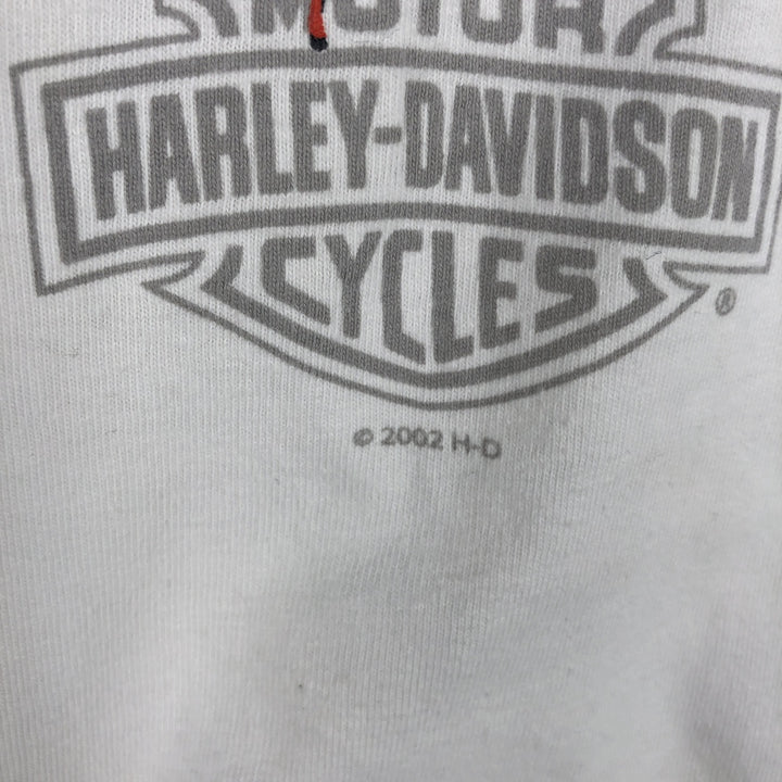 Harley-Davidson Eagle Pattern Long-Sleeve T-Shirt, Made in USA, Men's Size L (approx.) cotton white type Vintage Second Hand