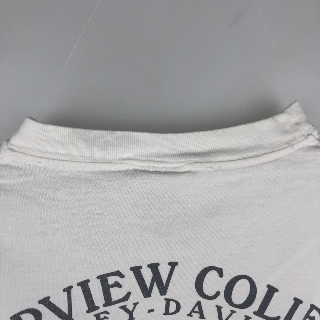 Harley-Davidson Eagle Pattern Long-Sleeve T-Shirt, Made in USA, Men's Size L (approx.) cotton white type Vintage Second Hand