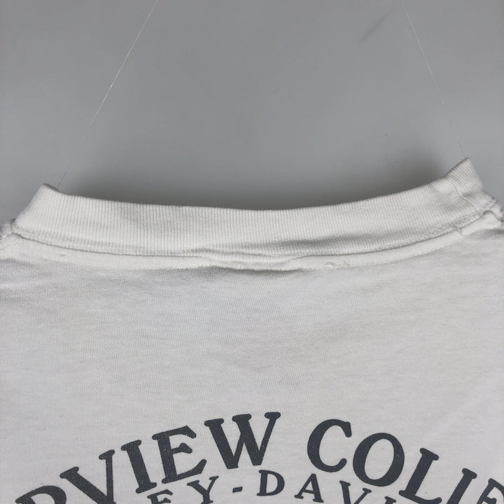 Harley-Davidson Eagle Pattern Long-Sleeve T-Shirt, Made in USA, Men's Size L (approx.) cotton white type Vintage Second Hand