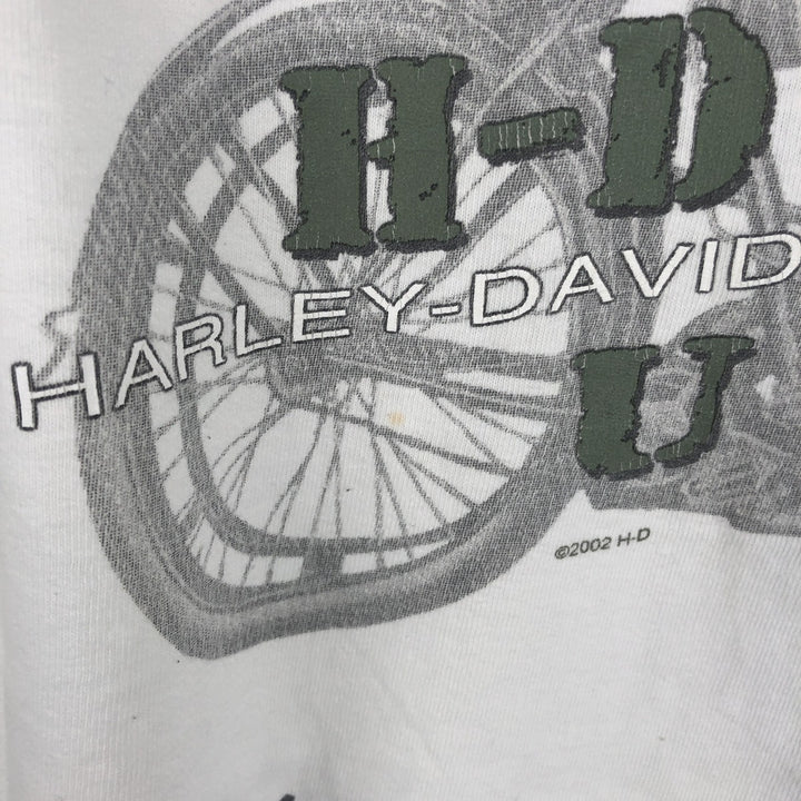 Harley-Davidson Eagle Pattern Long-Sleeve T-Shirt, Made in USA, Men's Size L (approx.) cotton white type Vintage Second Hand