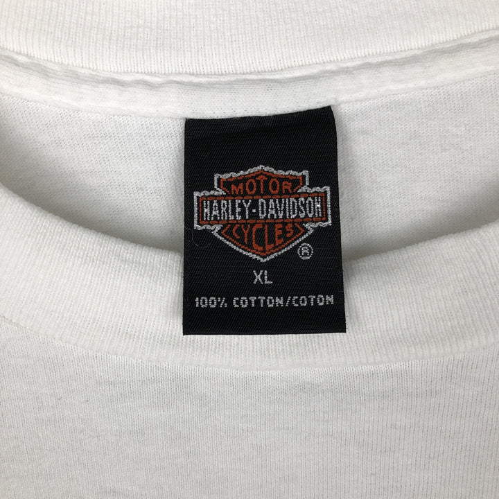 90'S Harley-Davidson Eagle Pattern Motorcycle Long-Sleeve T-Shirt, Made in USA, Men's XL (approx.) cotton white type Vintage Second Hand