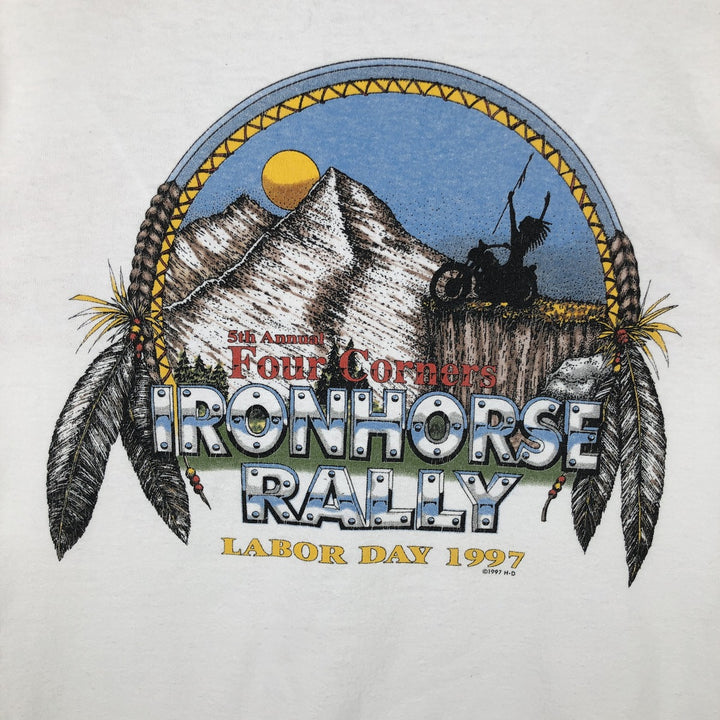 90'S Harley-Davidson Eagle Pattern Motorcycle Long-Sleeve T-Shirt, Made in USA, Men's XL (approx.) cotton white type Vintage Second Hand