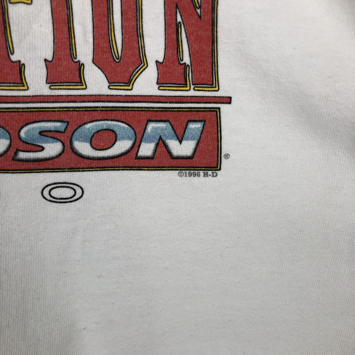 90'S Harley-Davidson Eagle Pattern Motorcycle Long-Sleeve T-Shirt, Made in USA, Men's XL (approx.) cotton white type Vintage Second Hand