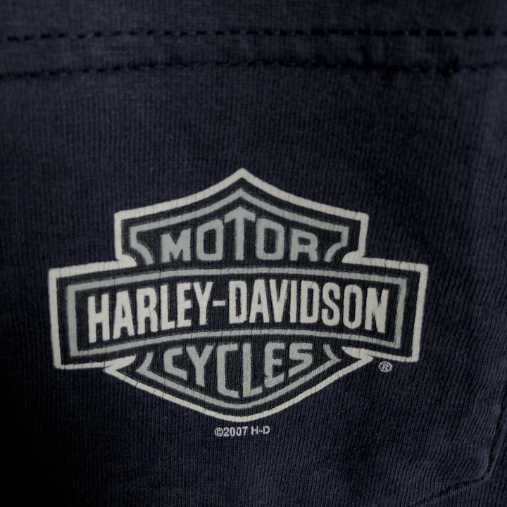 2000'S Harley-Davidson Eagle Pattern Tribal Motorcycle Long-Sleeve T-Shirt (Men's Size L) unclear navy blue type Vintage Second Hand