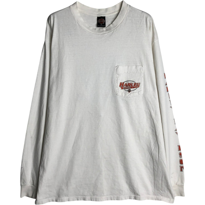 90'S Harley-Davidson Motorcycle Long-Sleeve T-Shirt, Made in USA, Men's XXL (approx.), Vintage cotton white type Vintage Second Hand