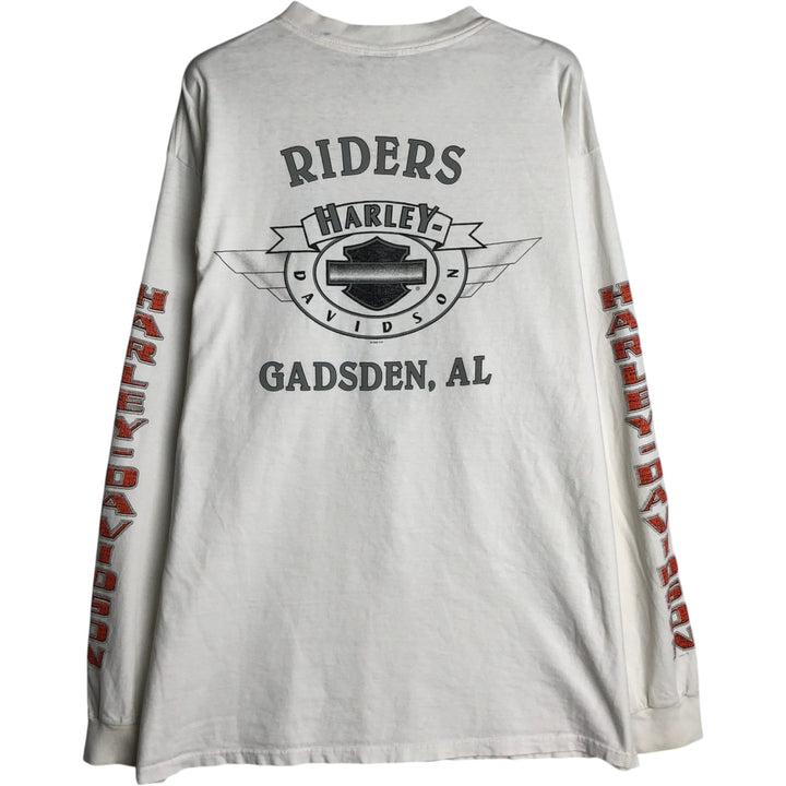 90'S Harley-Davidson Motorcycle Long-Sleeve T-Shirt, Made in USA, Men's XXL (approx.), Vintage cotton white type Vintage Second Hand