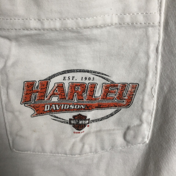 90'S Harley-Davidson Motorcycle Long-Sleeve T-Shirt, Made in USA, Men's XXL (approx.), Vintage cotton white type Vintage Second Hand