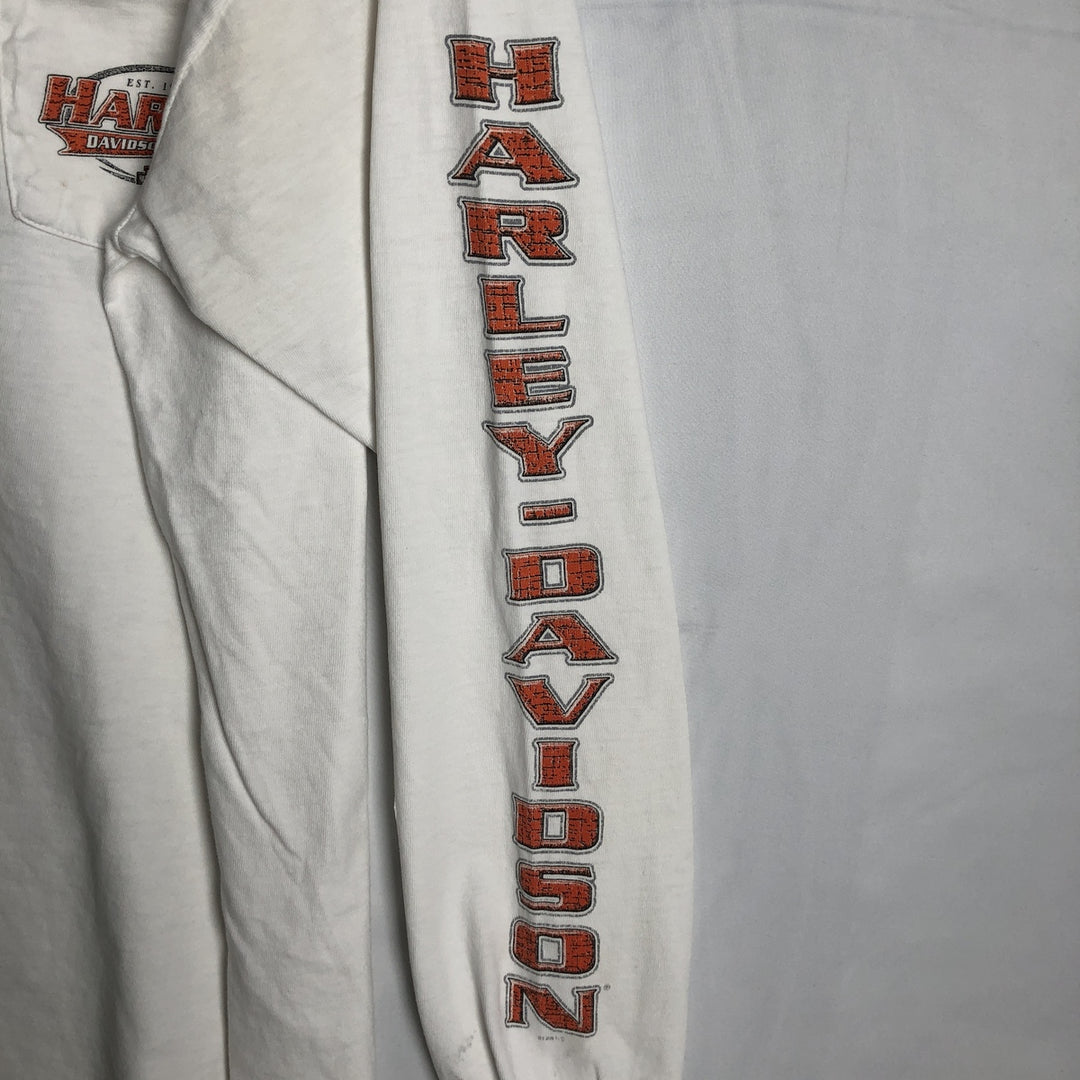 90'S Harley-Davidson Motorcycle Long-Sleeve T-Shirt, Made in USA, Men's XXL (approx.), Vintage cotton white type Vintage Second Hand