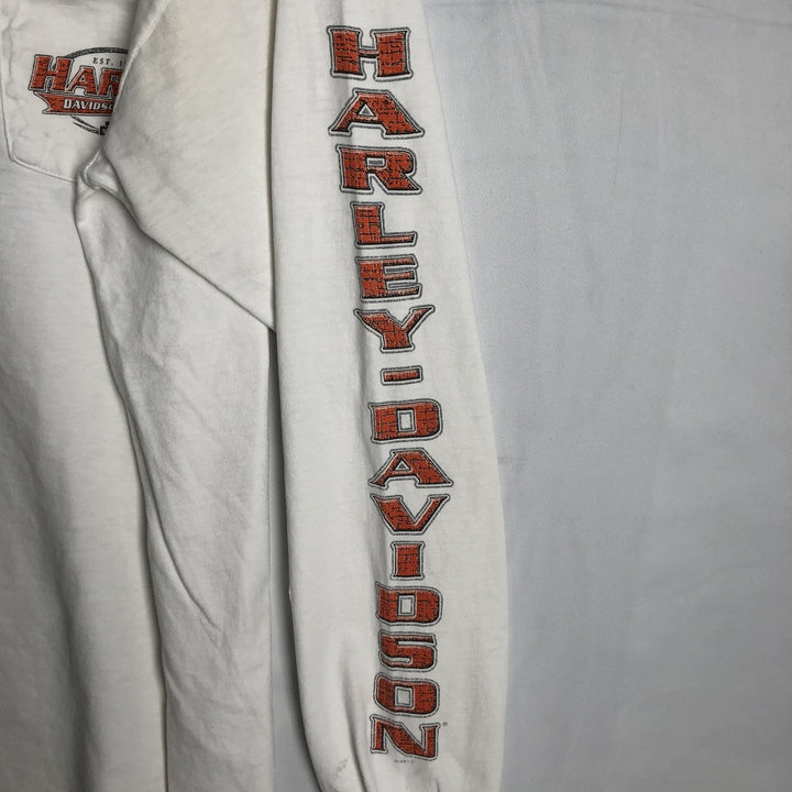 90'S Harley-Davidson Motorcycle Long-Sleeve T-Shirt, Made in USA, Men's XXL (approx.), Vintage cotton white type Vintage Second Hand