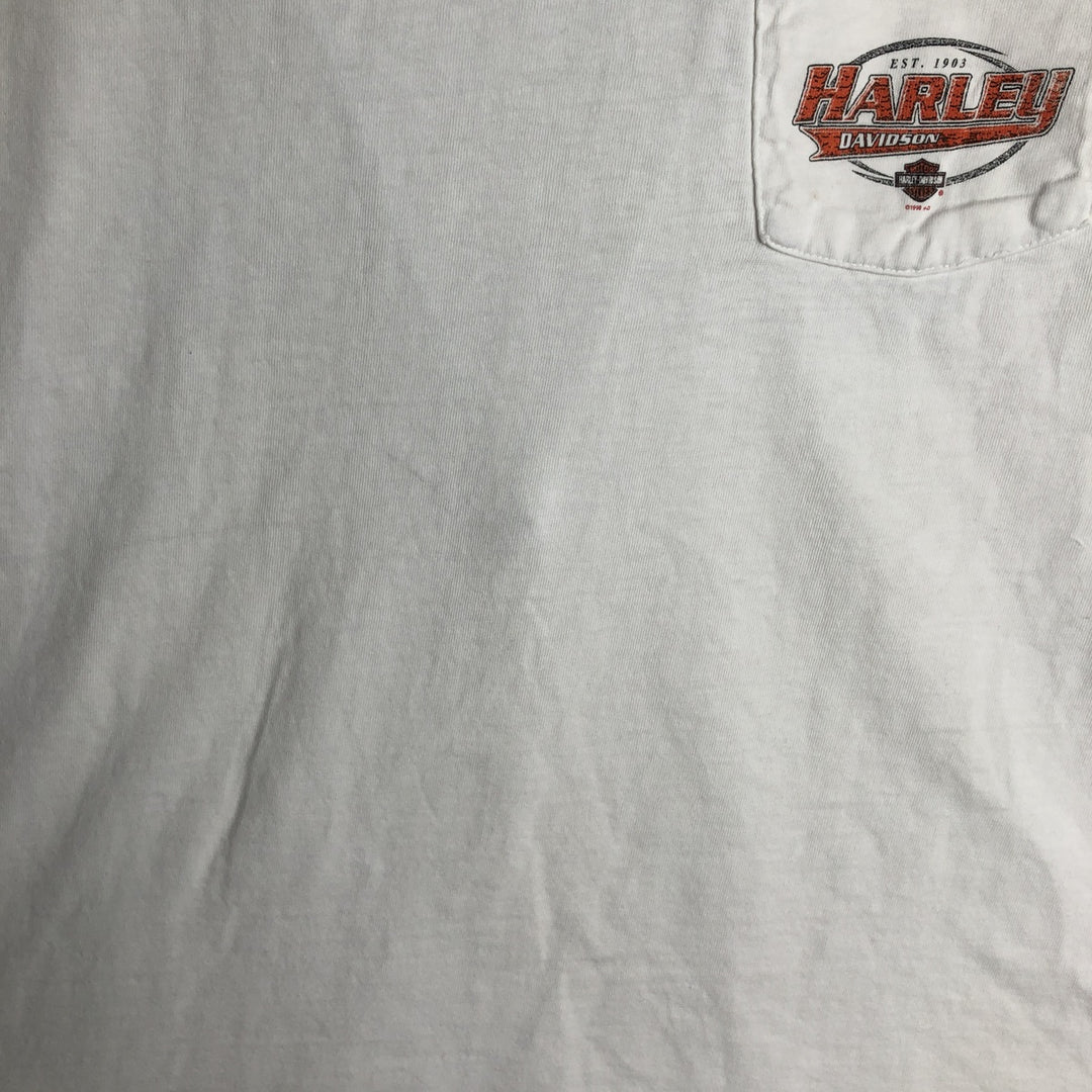 90'S Harley-Davidson Motorcycle Long-Sleeve T-Shirt, Made in USA, Men's XXL (approx.), Vintage cotton white type Vintage Second Hand