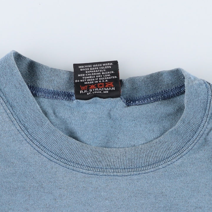 90'S Harley-Davidson Fire Pattern Long-Sleeve T-Shirt, Made in USA, Men's Size M (Equivalent), Vintage cotton blue type Vintage Second Hand