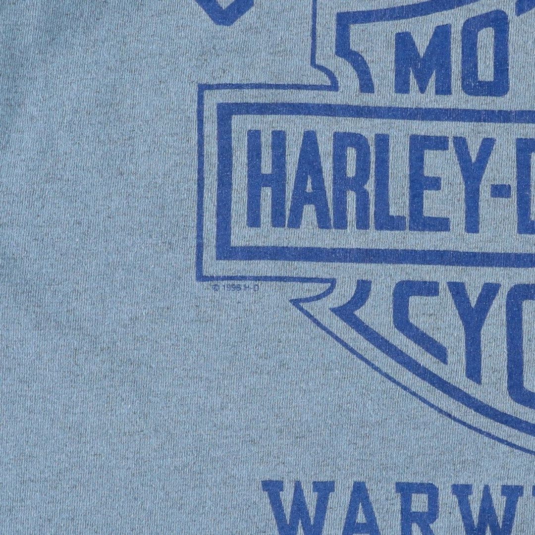90'S Harley-Davidson Fire Pattern Long-Sleeve T-Shirt, Made in USA, Men's Size M (Equivalent), Vintage cotton blue type Vintage Second Hand