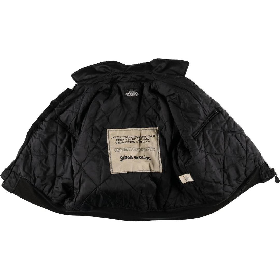 Civilian Schott CWU-R padded military flight jacket, men's size XL Nylon black type Vintage Second Hand