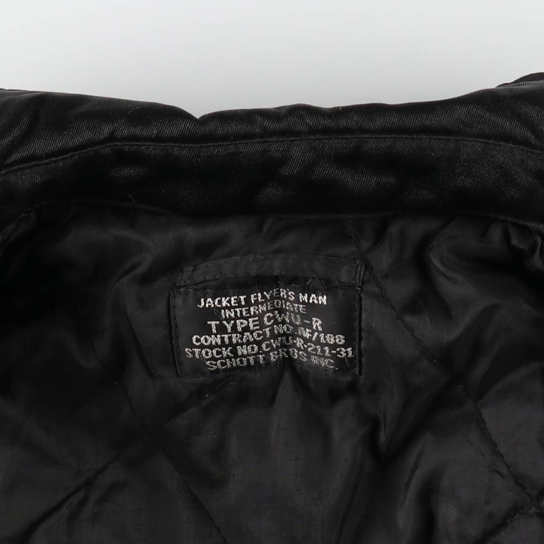 Civilian Schott CWU-R padded military flight jacket, men's size XL Nylon black type Vintage Second Hand