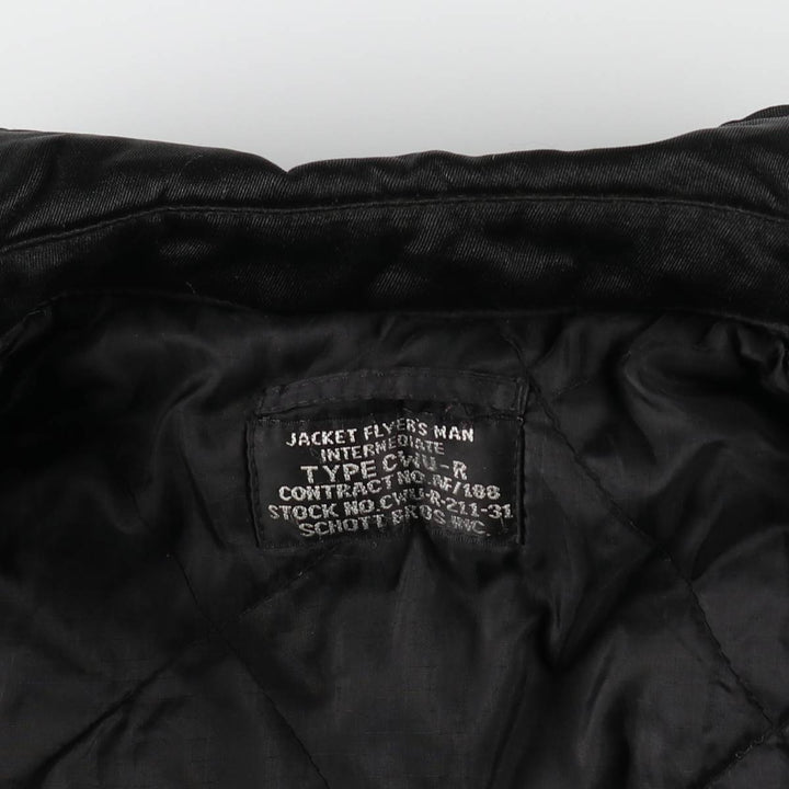 Civilian Schott CWU-R padded military flight jacket, men's size XL Nylon black type Vintage Second Hand
