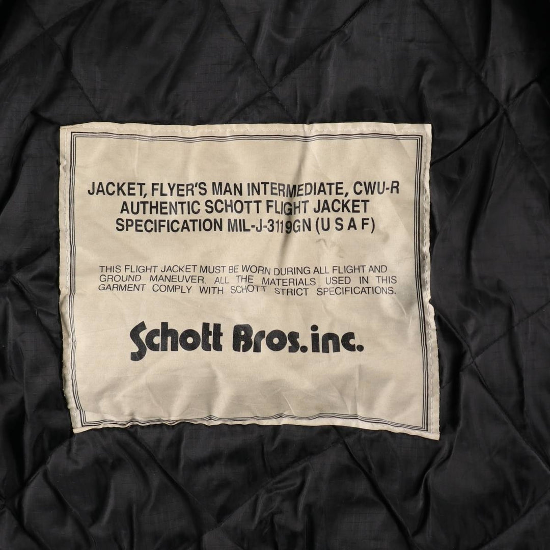 Civilian Schott CWU-R padded military flight jacket, men's size XL Nylon black type Vintage Second Hand
