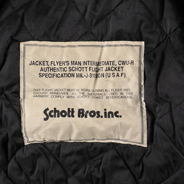 Civilian Schott CWU-R padded military flight jacket, men's size XL Nylon black type Vintage Second Hand