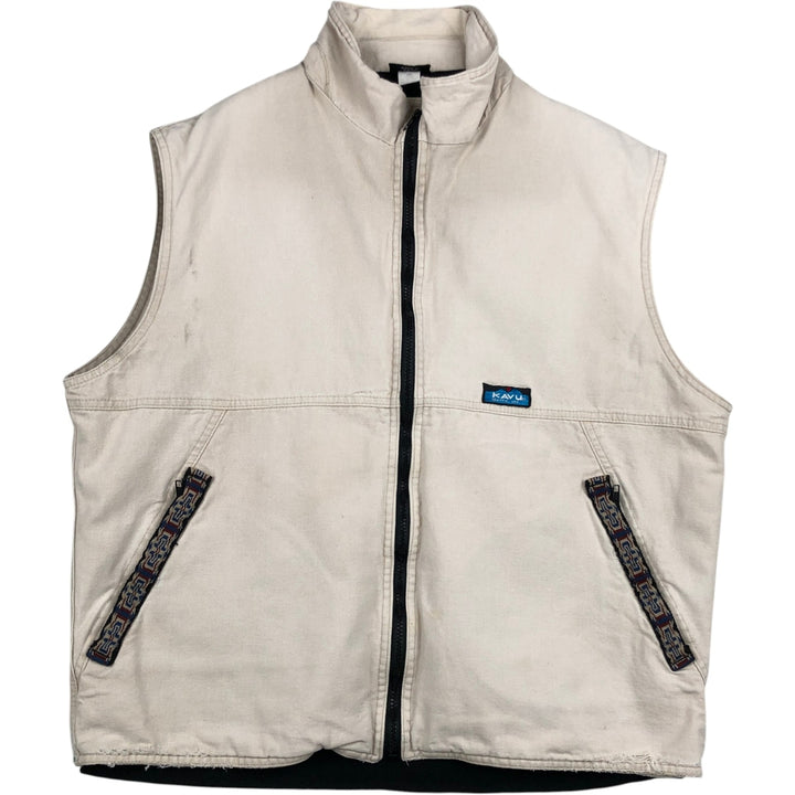 Vintage 1990'S KAVU Duck Vest, Made in USA, Men's Size L cotton Beige type Vintage Second Hand