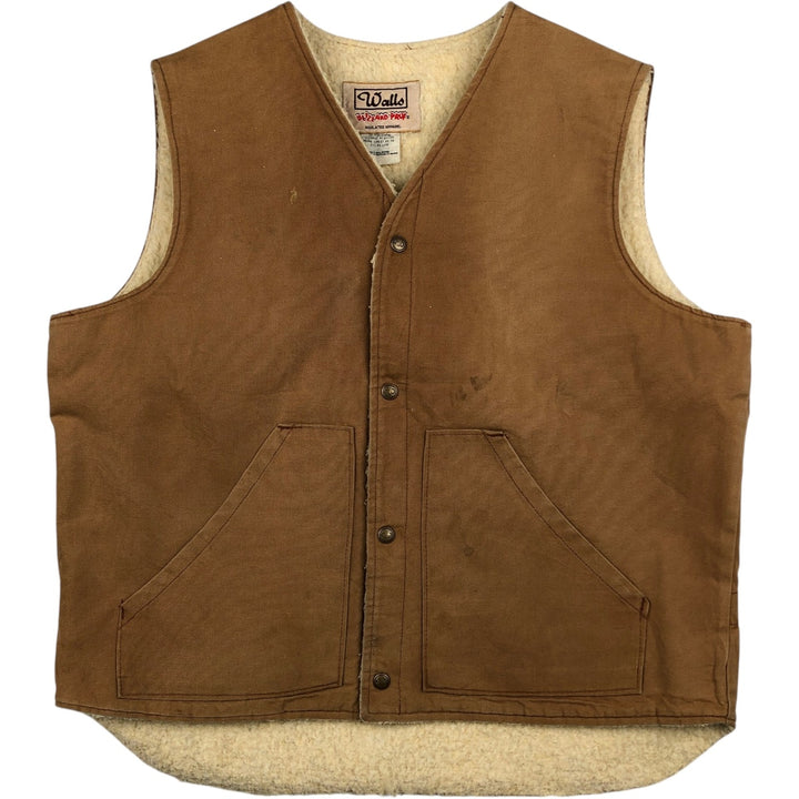 80s-90'S Walls Blizzard-Pruf Duck Vest, Made in USA, Men's XL equivalent, Vintage cotton brown type Vintage Second Hand
