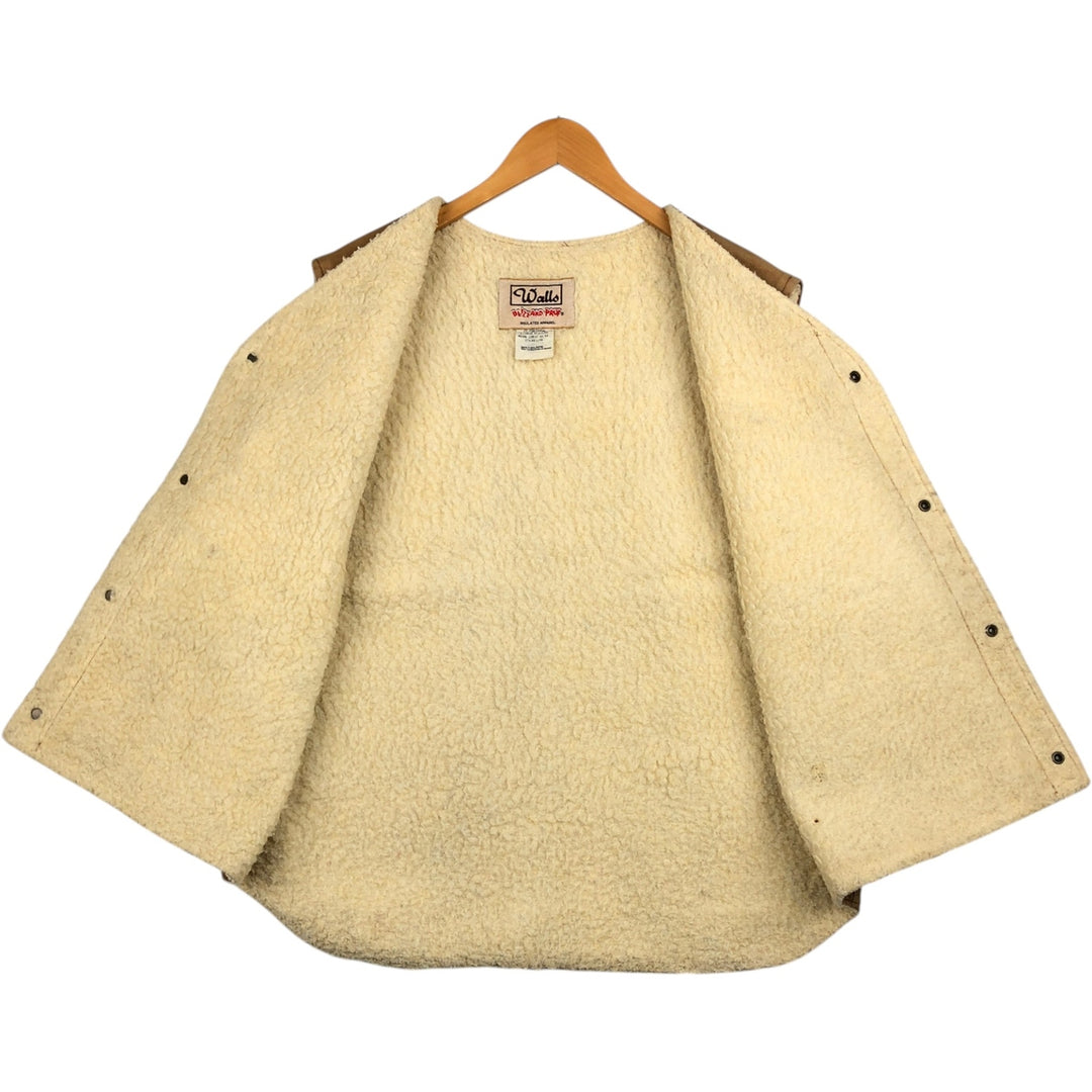 80s-90'S Walls Blizzard-Pruf Duck Vest, Made in USA, Men's XL equivalent, Vintage cotton brown type Vintage Second Hand