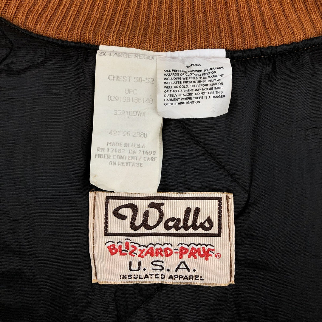 80s-90'S Walls Blizzard-Pruf Padded Duck Vest, Made in USA, Men's XXL equivalent, Vintage cotton brown type Vintage Second Hand