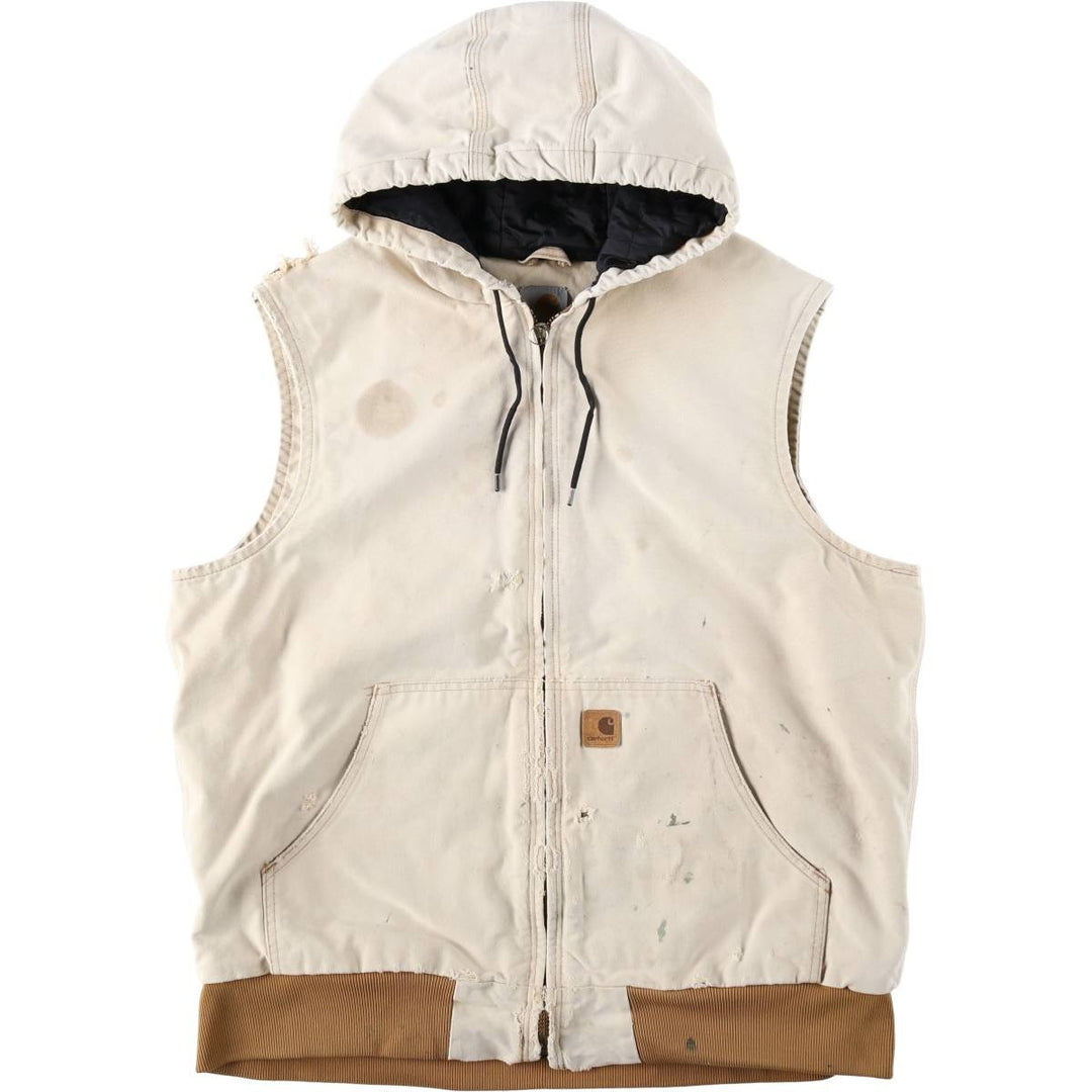 Carhartt Hooded Padded Duck Vest, Men's Size XL cotton brown type Vintage Second Hand