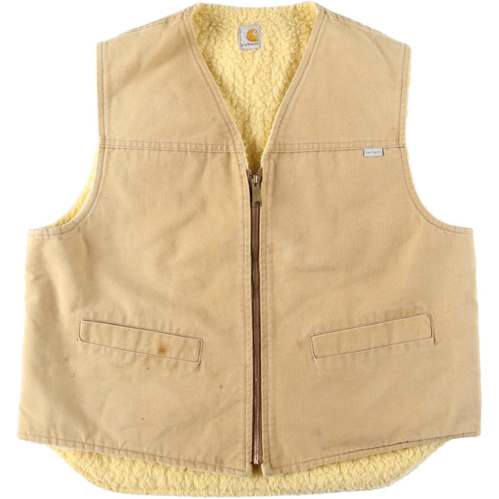 ~90'S Carhartt Duck Vest, Made in USA, Men's XL equivalent, Vintage cotton Beige type Vintage Second Hand