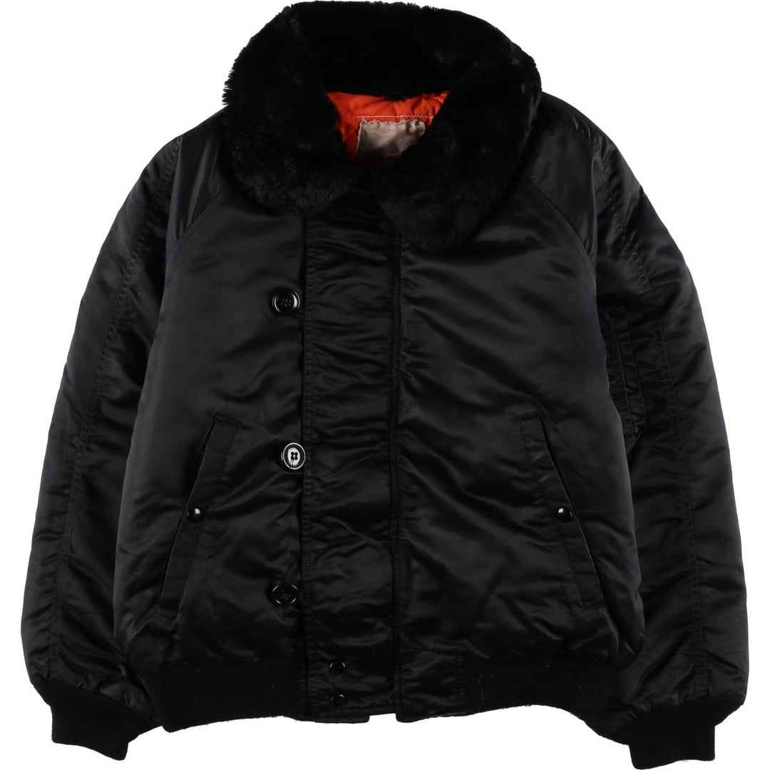 Civilian-made Golden Fleece N-2B type padded military flight jacket, made in the USA, men's size L equivalent. unclear black type Vintage Second Hand