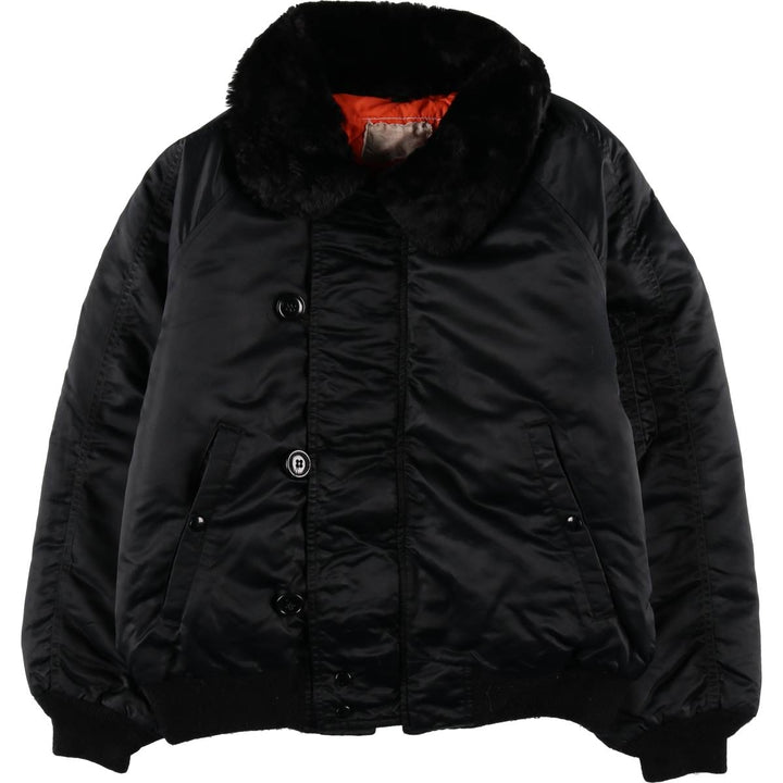 Civilian-made Golden Fleece N-2B type padded military flight jacket, made in the USA, men's size L equivalent. unclear black type Vintage Second Hand