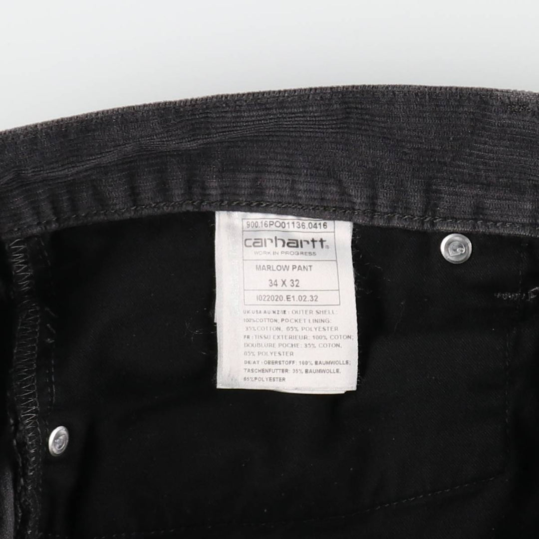 Carhartt WORK IN PROGRESS corduroy pants, men's size W37 (approx.) cotton gray type Vintage Second Hand