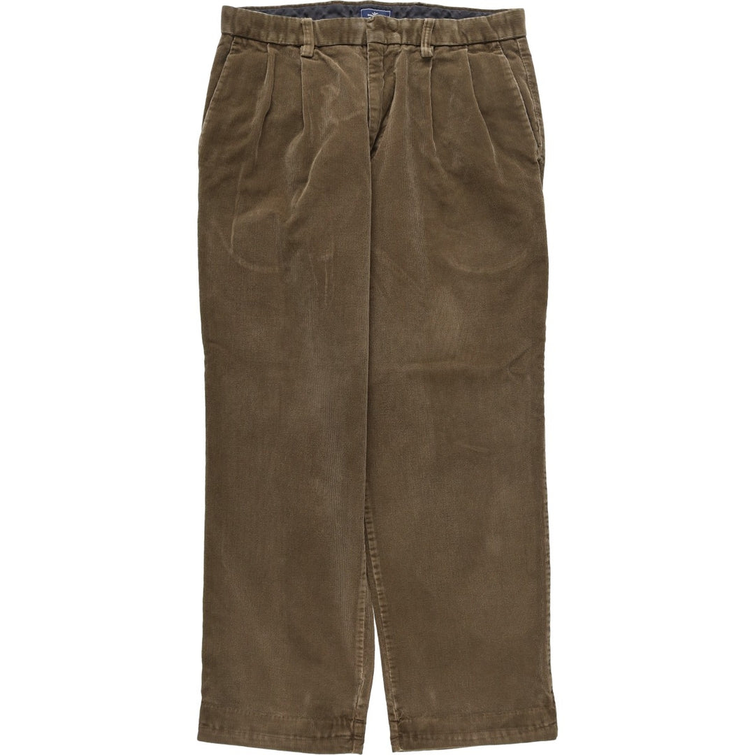 2000'S Dockers Pleated Relaxed Fit Two-Pleat Corduroy Pants, Men's Size W34 (approx.) cotton Khaki type brown Vintage Second Hand