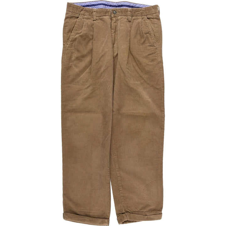 CLUB ROOM Two-pleat Corduroy Pants for Men, Size W34 cotton brown type Vintage Second Hand