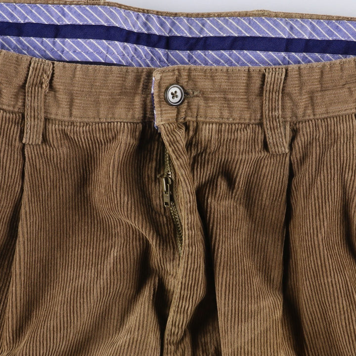 CLUB ROOM Two-pleat Corduroy Pants for Men, Size W34 cotton brown type Vintage Second Hand