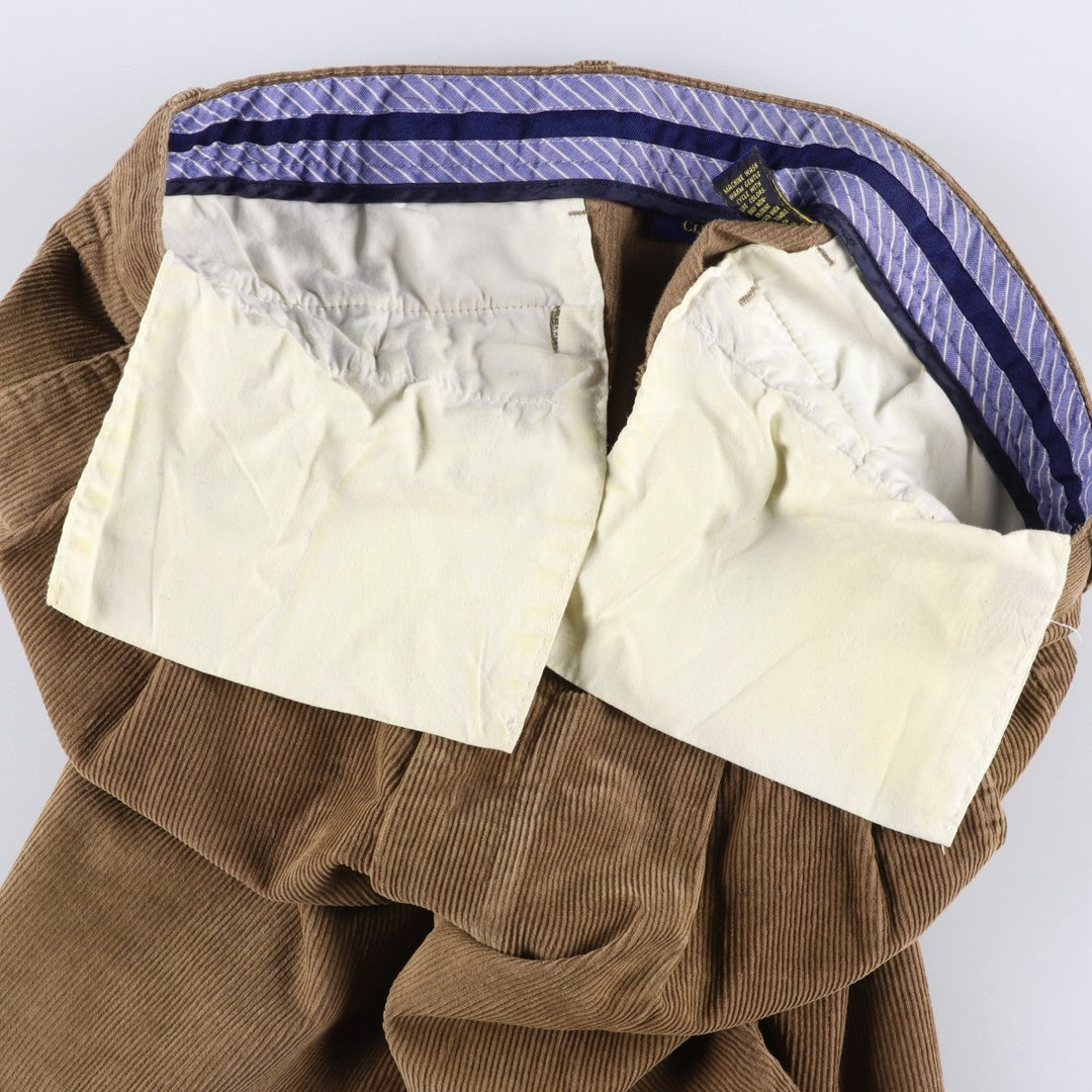 CLUB ROOM Two-pleat Corduroy Pants for Men, Size W34 cotton brown type Vintage Second Hand