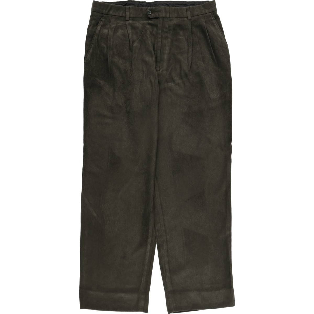 Linea Naturale Corduroy Pants, Made in Italy, Men's Size W36 (approx.), Two Pleats Viscose brown type Vintage Second Hand