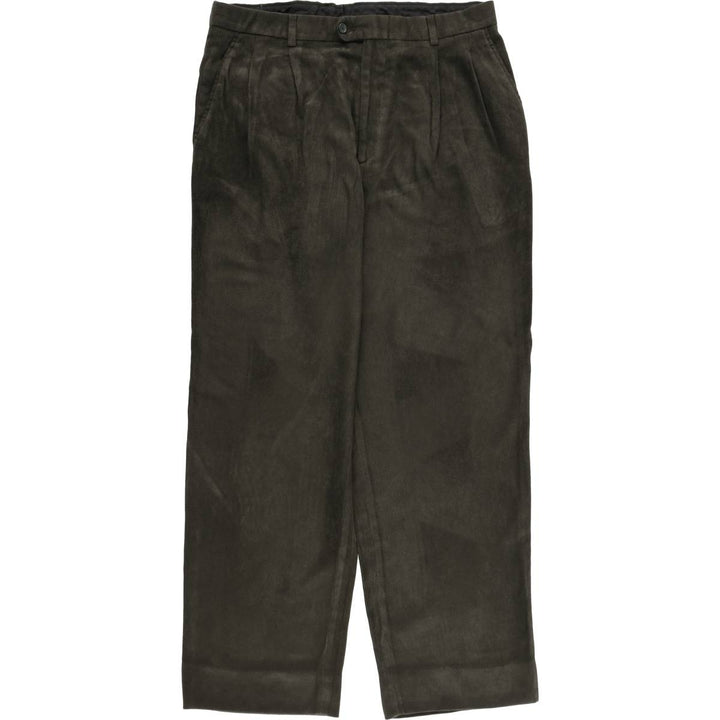 Linea Naturale Corduroy Pants, Made in Italy, Men's Size W36 (approx.), Two Pleats Viscose brown type Vintage Second Hand