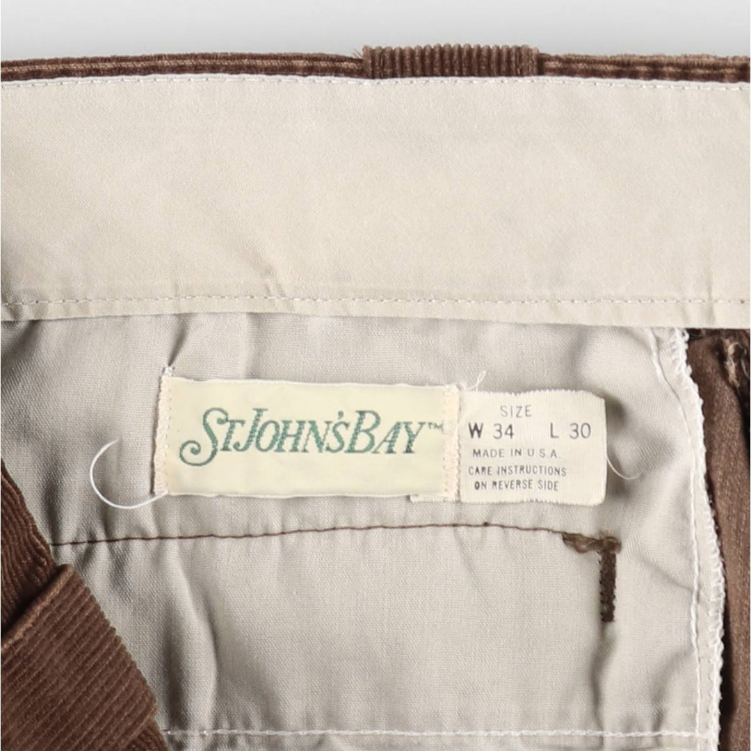 1990'S St. John's Bay corduroy pants, made in USA, men's size W33 equivalent, vintage. unclear brown type Vintage Second Hand