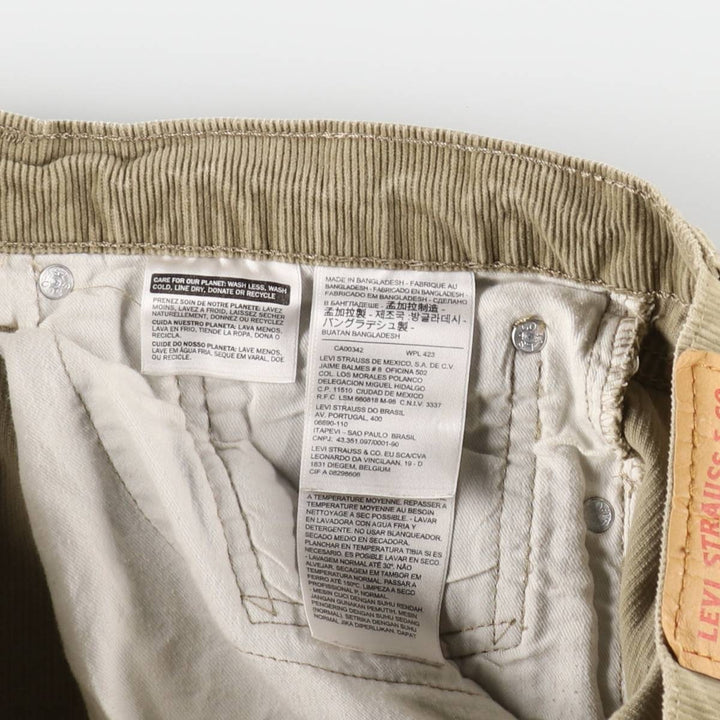 Levi's 505 Corduroy Pants, Men's W35 (approx.) cotton Beige type Vintage Second Hand