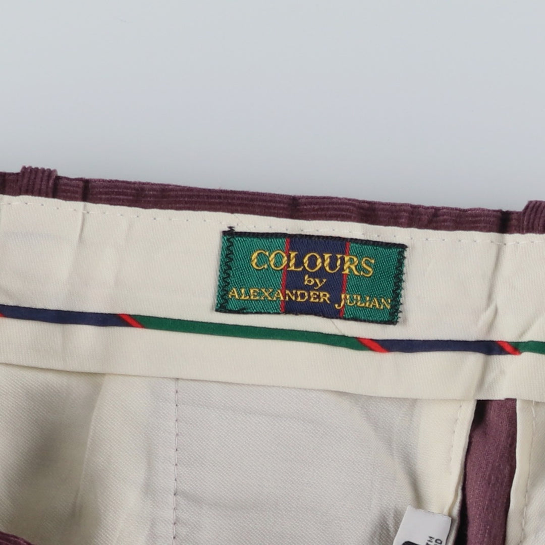 ALEXANDER JULIAN COLOURS Two-Pleat Corduroy Pants, Men's Size W34 (approx.), Vintage unclear purple type Vintage Second Hand