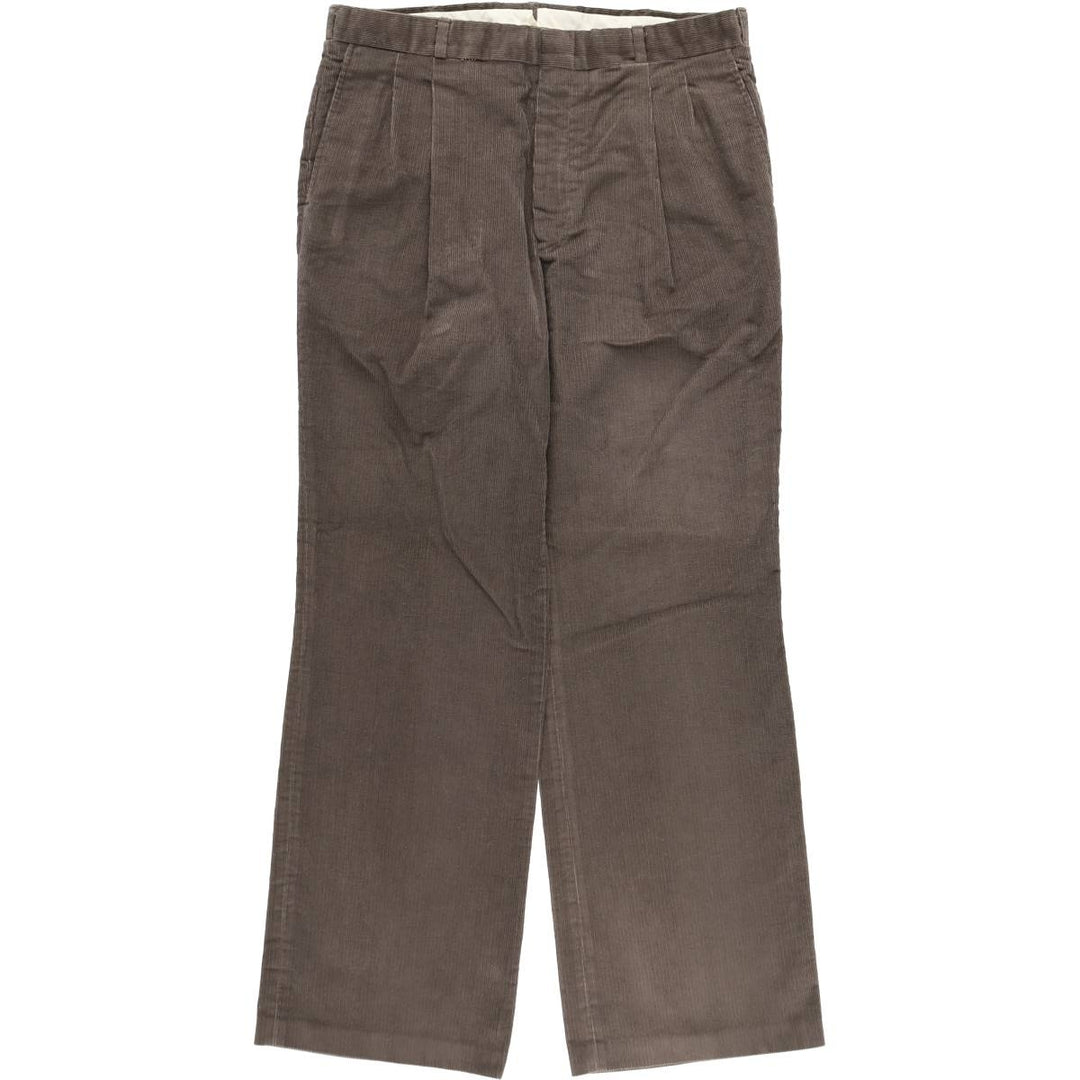 1980'S Saturday's Two-Pleat Corduroy Pants, Made in USA, Men's Size W33 (approx.), Vintage unclear brown type Vintage Second Hand