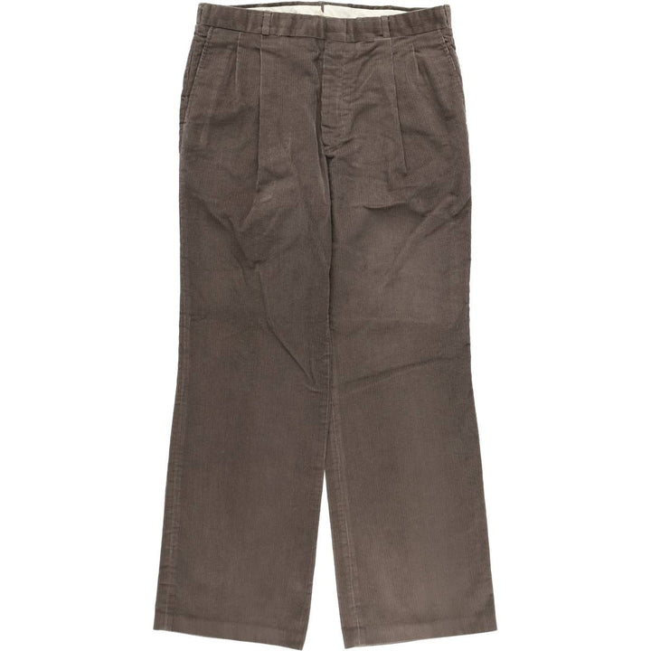 1980'S Saturday's Two-Pleat Corduroy Pants, Made in USA, Men's Size W33 (approx.), Vintage unclear brown type Vintage Second Hand
