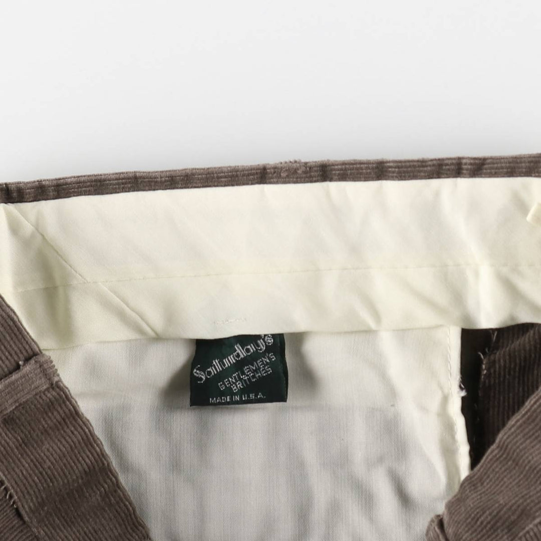 1980'S Saturday's Two-Pleat Corduroy Pants, Made in USA, Men's Size W33 (approx.), Vintage unclear brown type Vintage Second Hand