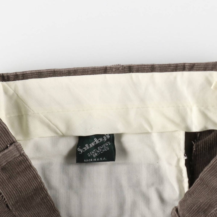 1980'S Saturday's Two-Pleat Corduroy Pants, Made in USA, Men's Size W33 (approx.), Vintage unclear brown type Vintage Second Hand