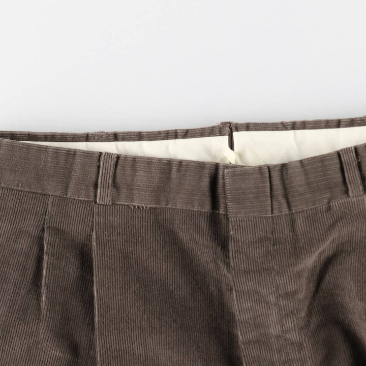 1980'S Saturday's Two-Pleat Corduroy Pants, Made in USA, Men's Size W33 (approx.), Vintage unclear brown type Vintage Second Hand