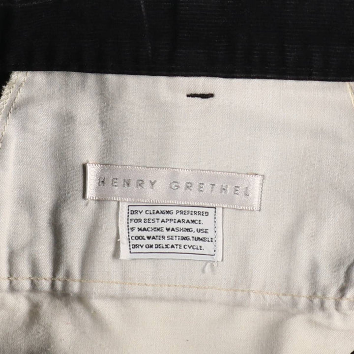 HENRY GRETHEL Two-Pleat Corduroy Pants, Men's Size W33 (approx.) unclear black type Vintage Second Hand