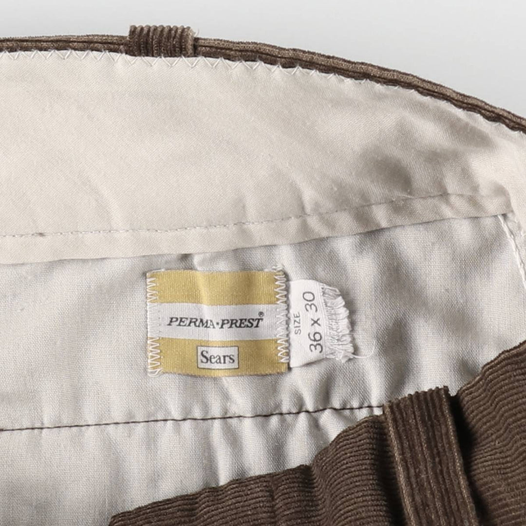 70s~80'S Sears PERMA-PREST Corduroy Pants Men's W34 Vintage unclear brown type Vintage Second Hand